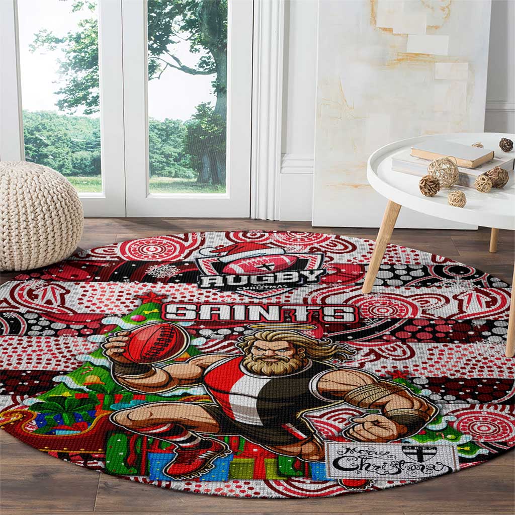 Saints Football Merry Christmas Round Carpet Indigenous Australian Art