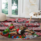 Saints Football Merry Christmas Round Carpet Indigenous Australian Art