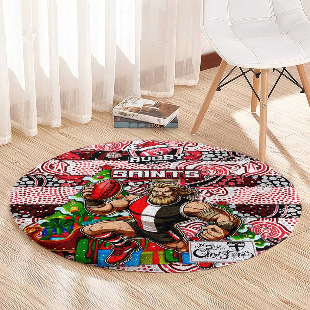 Saints Football Merry Christmas Round Carpet Indigenous Australian Art