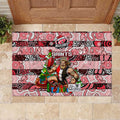 Saints Football Merry Christmas Rubber Doormat Indigenous Australian Art