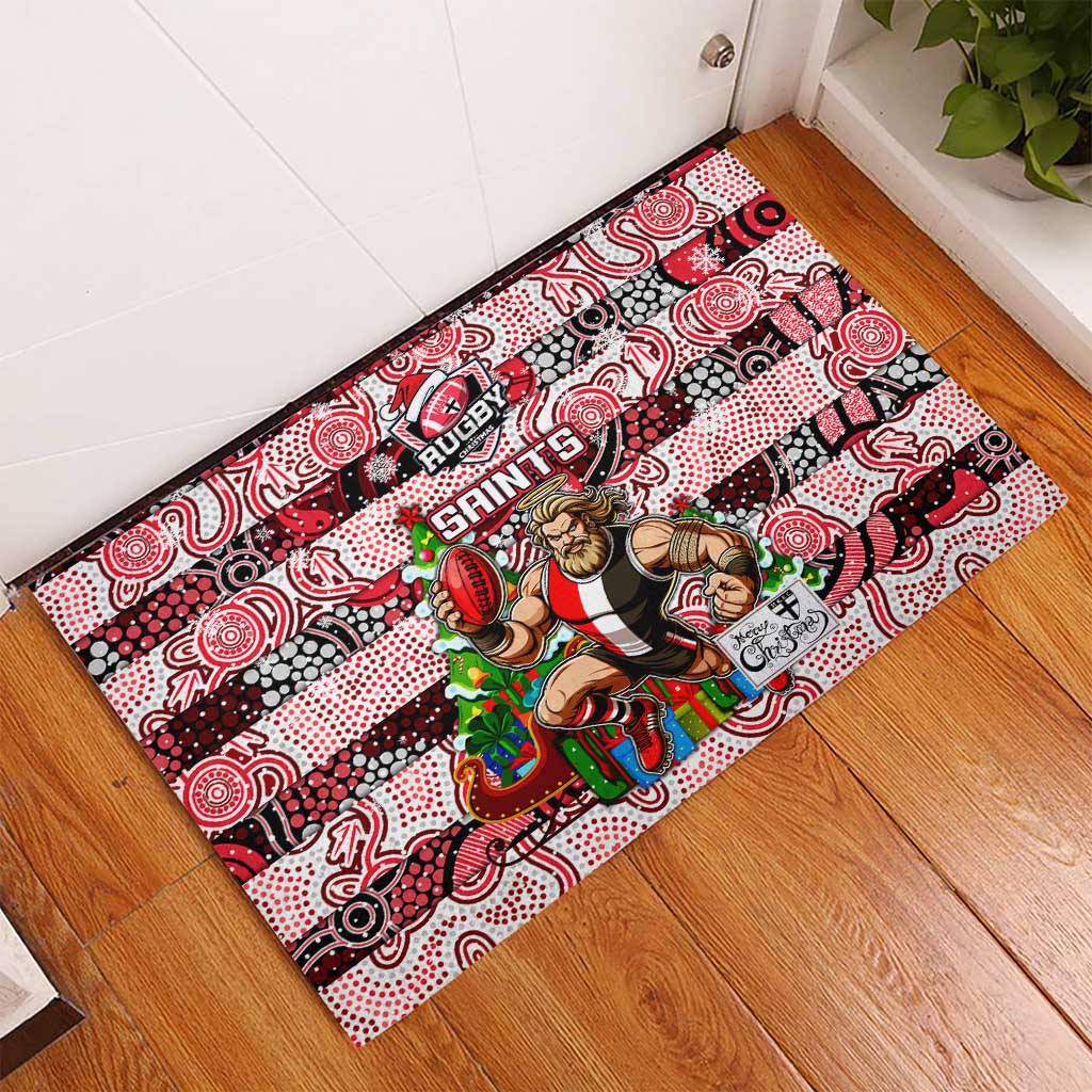 Saints Football Merry Christmas Rubber Doormat Indigenous Australian Art