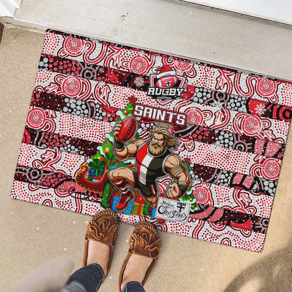 Saints Football Merry Christmas Rubber Doormat Indigenous Australian Art