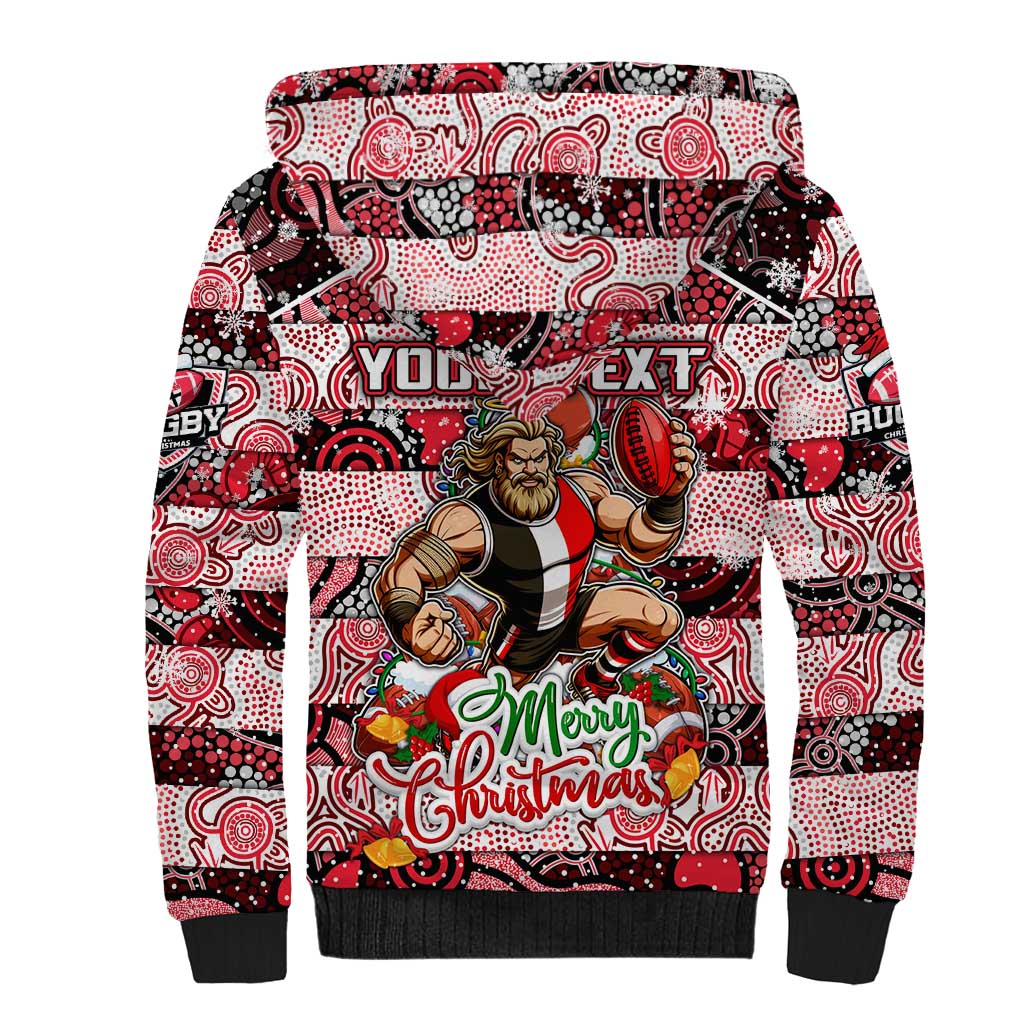 Custom Saints Rugby Merry Christmas Sherpa Hoodie Indigenous Australian Art