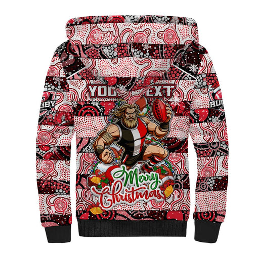Custom Saints Rugby Merry Christmas Sherpa Hoodie Indigenous Australian Art
