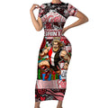 Custom Saints Rugby Merry Christmas Short Sleeve Bodycon Dress Indigenous Australian Art