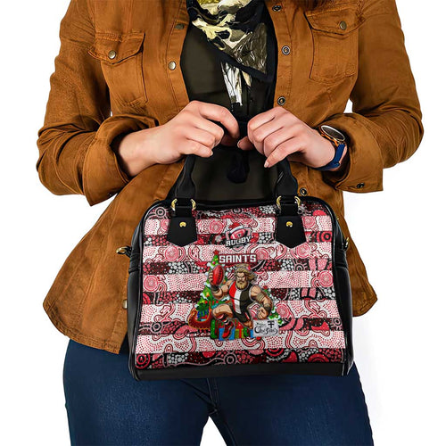 Saints Football Merry Christmas Shoulder Handbag Indigenous Australian Art