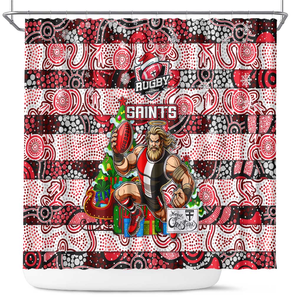 Saints Football Merry Christmas Shower Curtain Indigenous Australian Art