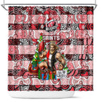 Saints Football Merry Christmas Shower Curtain Indigenous Australian Art