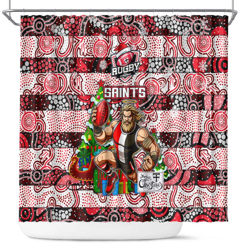 Saints Football Merry Christmas Shower Curtain Indigenous Australian Art