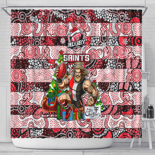 Saints Football Merry Christmas Shower Curtain Indigenous Australian Art