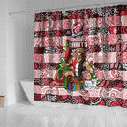 Saints Football Merry Christmas Shower Curtain Indigenous Australian Art