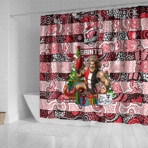 Saints Football Merry Christmas Shower Curtain Indigenous Australian Art