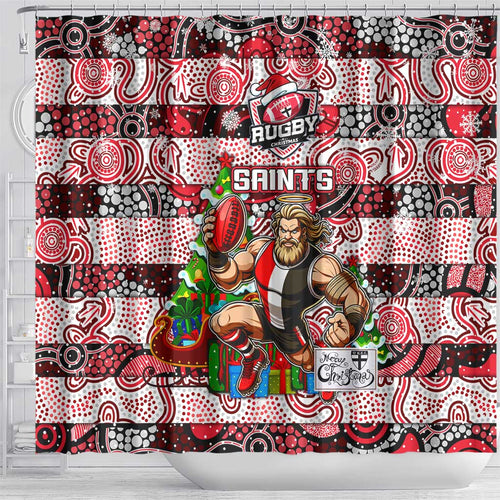 Saints Football Merry Christmas Shower Curtain Indigenous Australian Art