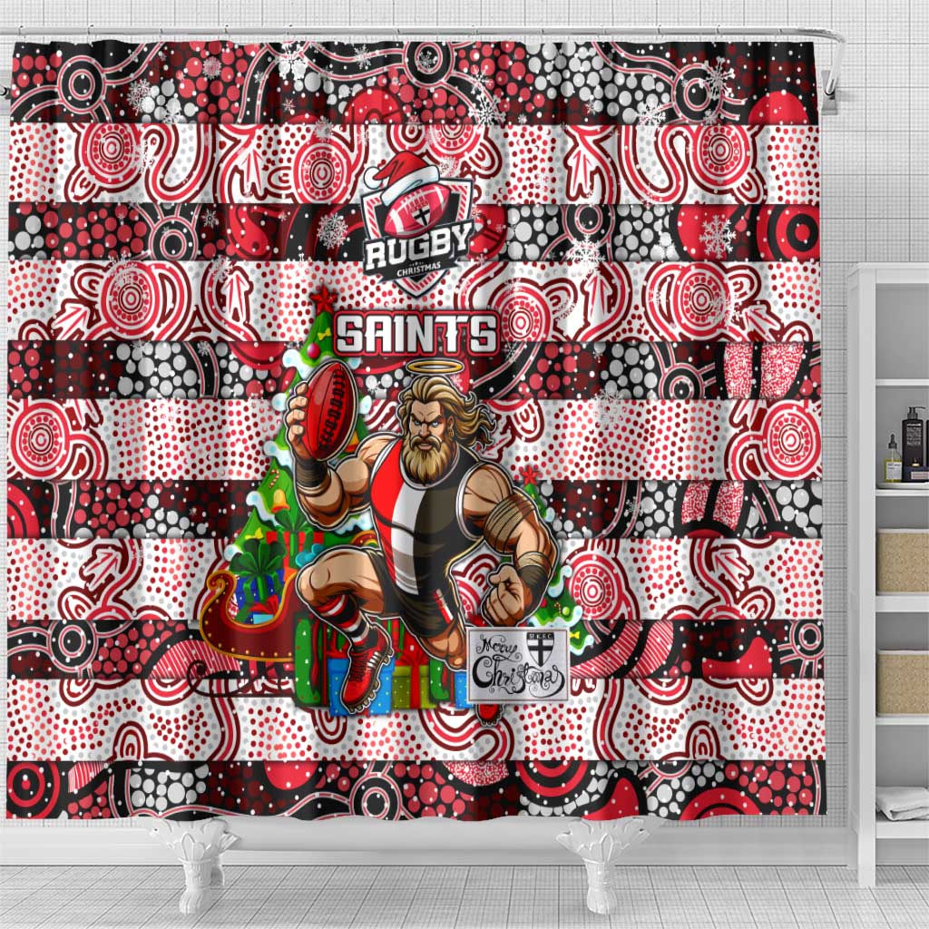 Saints Football Merry Christmas Shower Curtain Indigenous Australian Art