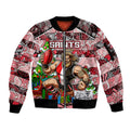 Custom Saints Rugby Merry Christmas Sleeve Zip Bomber Jacket Indigenous Australian Art