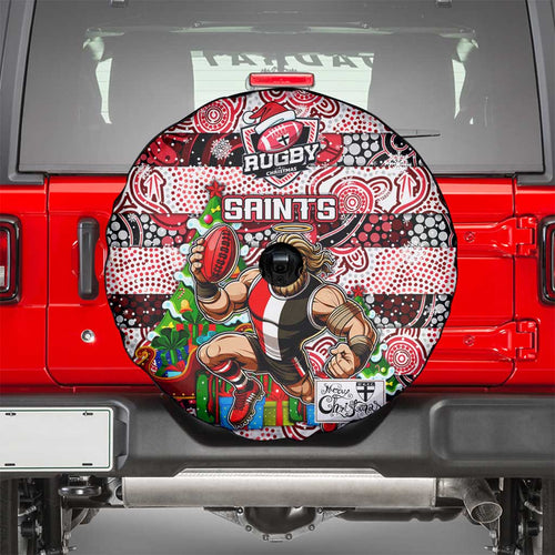 Saints Football Merry Christmas Spare Tire Cover Indigenous Australian Art