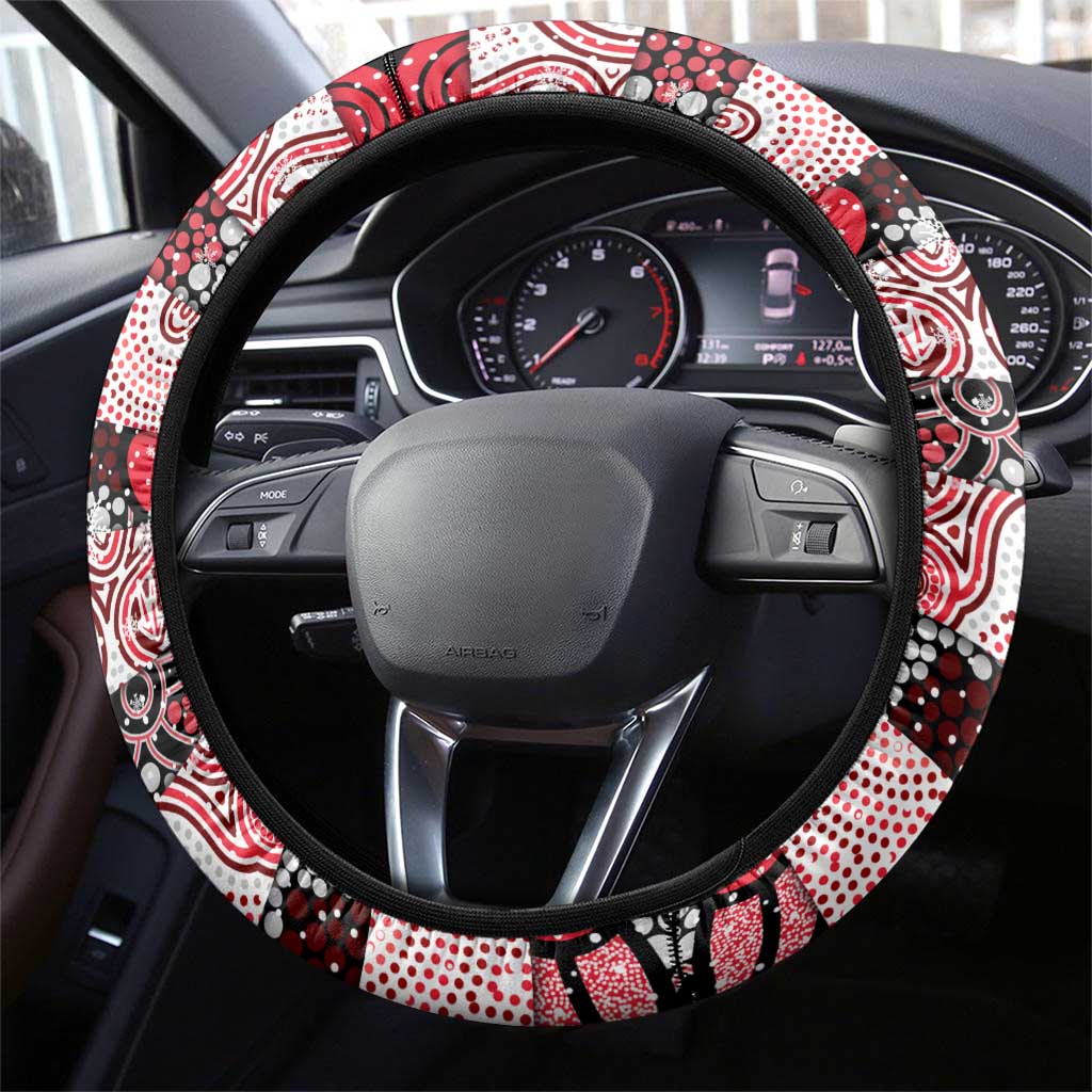 Saints Football Merry Christmas Steering Wheel Cover Indigenous Australian Art
