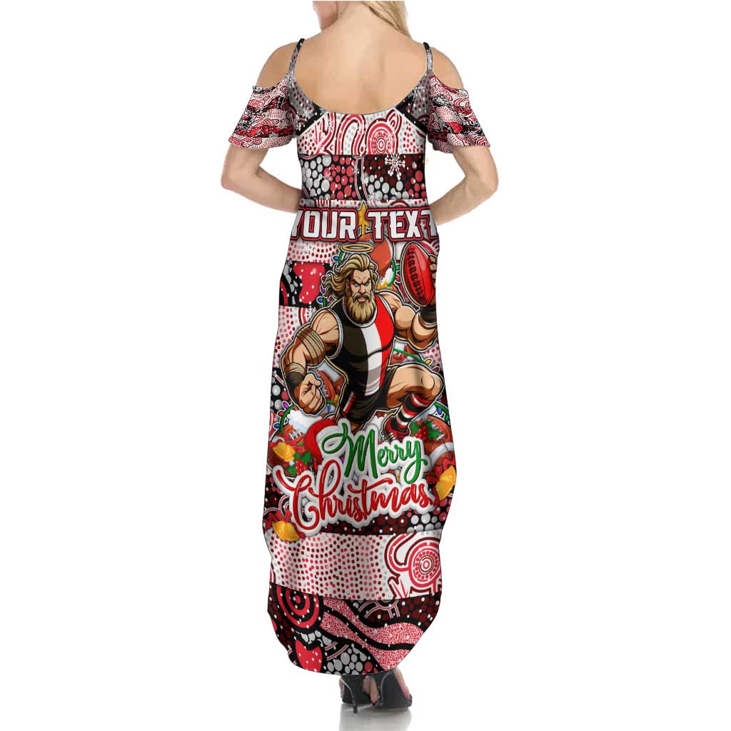 Custom Saints Rugby Merry Christmas Summer Maxi Dress Indigenous Australian Art