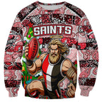 Custom Saints Rugby Merry Christmas Sweatshirt Indigenous Australian Art