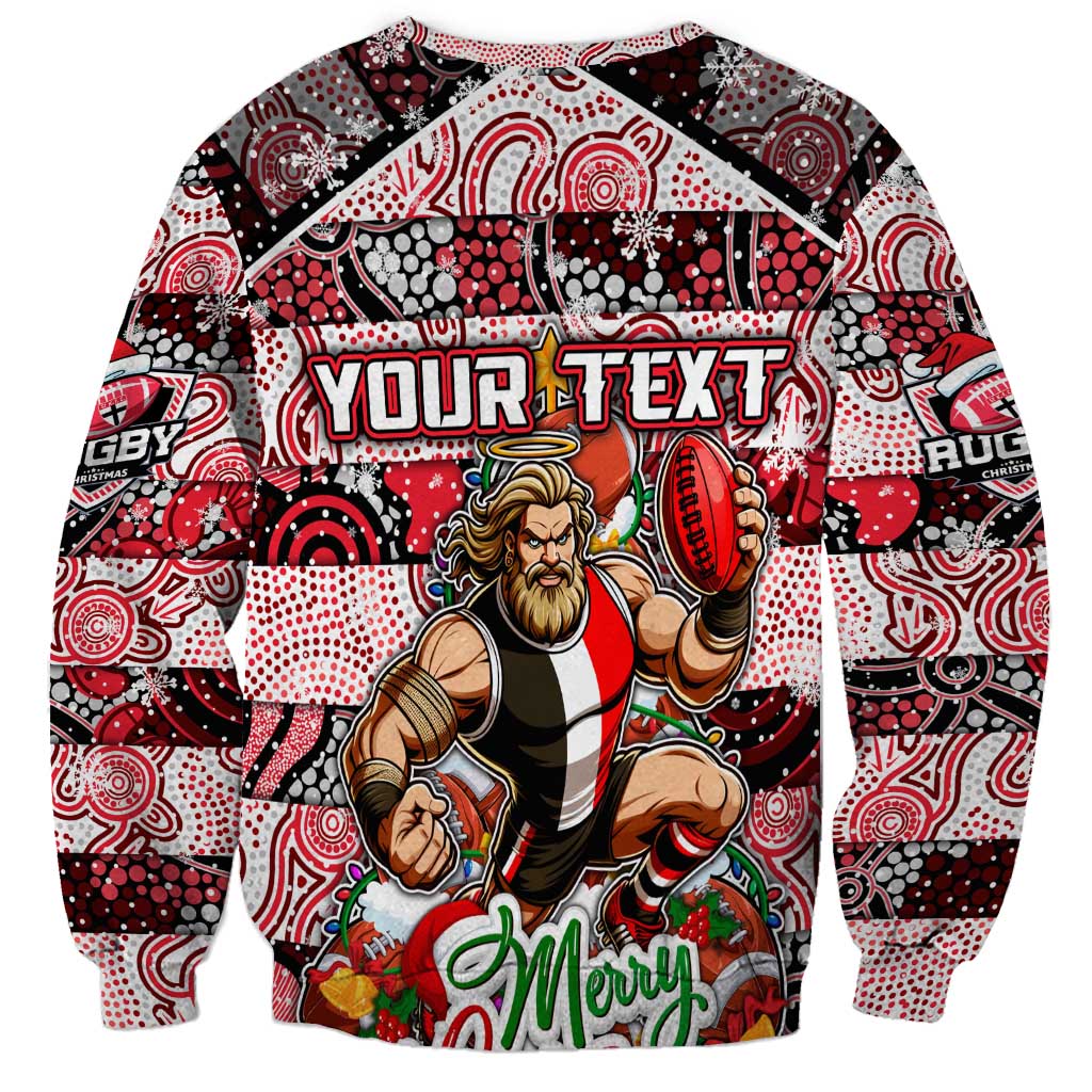 Custom Saints Rugby Merry Christmas Sweatshirt Indigenous Australian Art