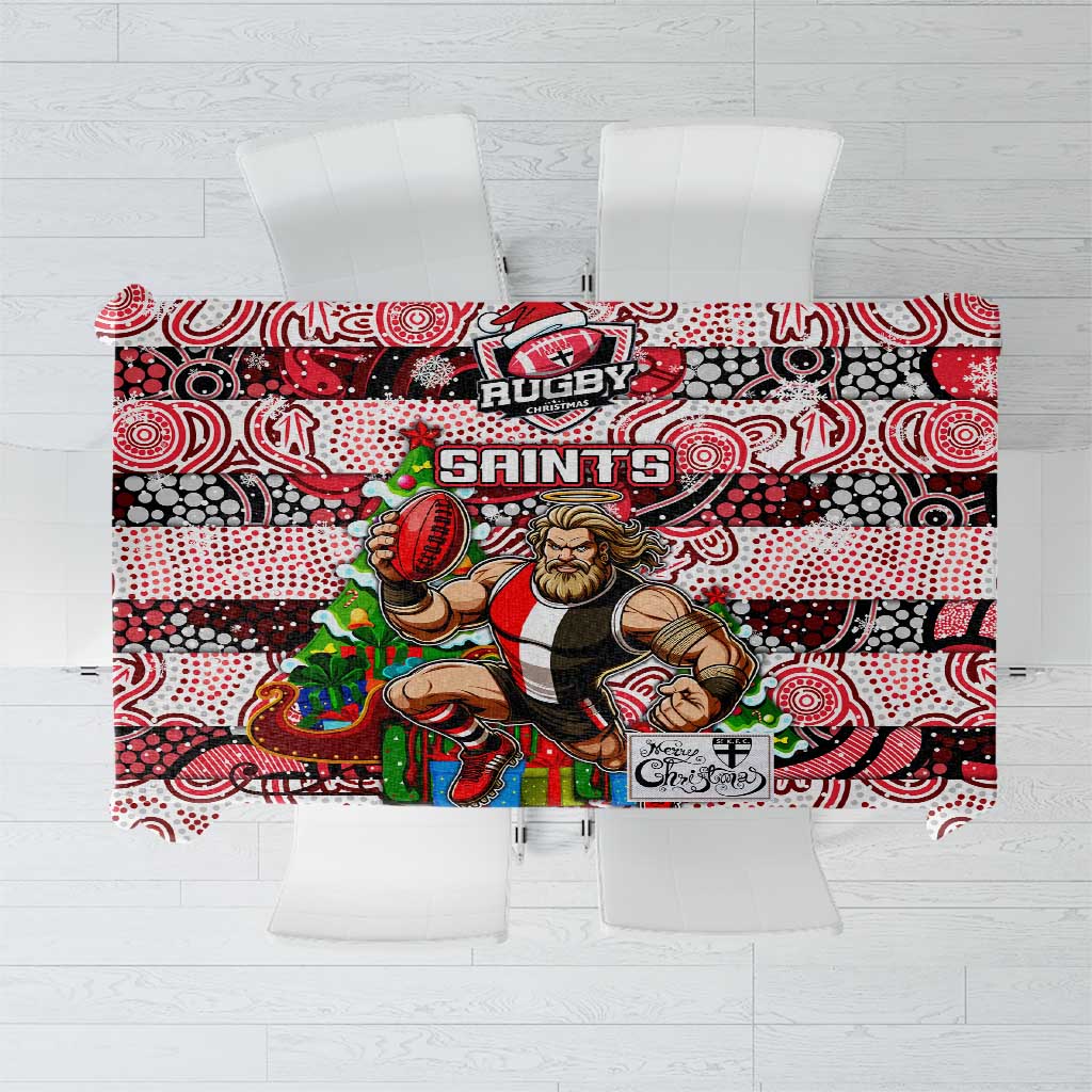 Saints Football Merry Christmas Tablecloth Indigenous Australian Art