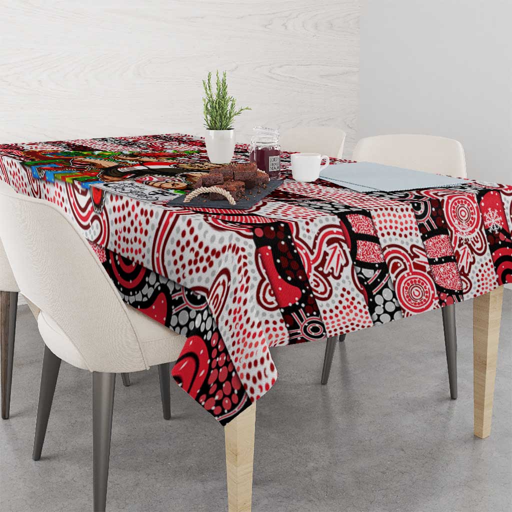 Saints Football Merry Christmas Tablecloth Indigenous Australian Art