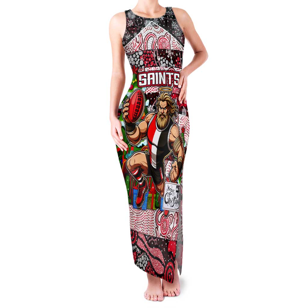 Custom Saints Rugby Merry Christmas Tank Maxi Dress Indigenous Australian Art