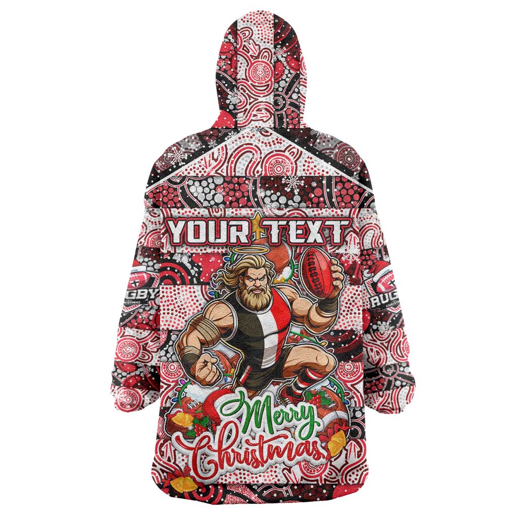 Custom Saints Rugby Merry Christmas Wearable Blanket Hoodie Indigenous Australian Art