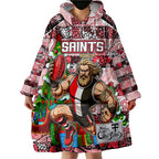 Custom Saints Rugby Merry Christmas Wearable Blanket Hoodie Indigenous Australian Art
