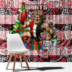 Saints Football Merry Christmas Window Curtain Indigenous Australian Art
