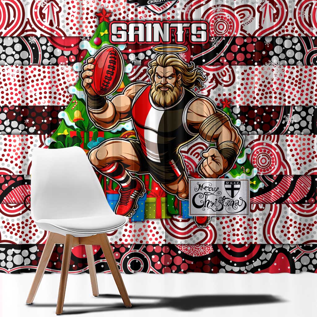Saints Football Merry Christmas Window Curtain Indigenous Australian Art