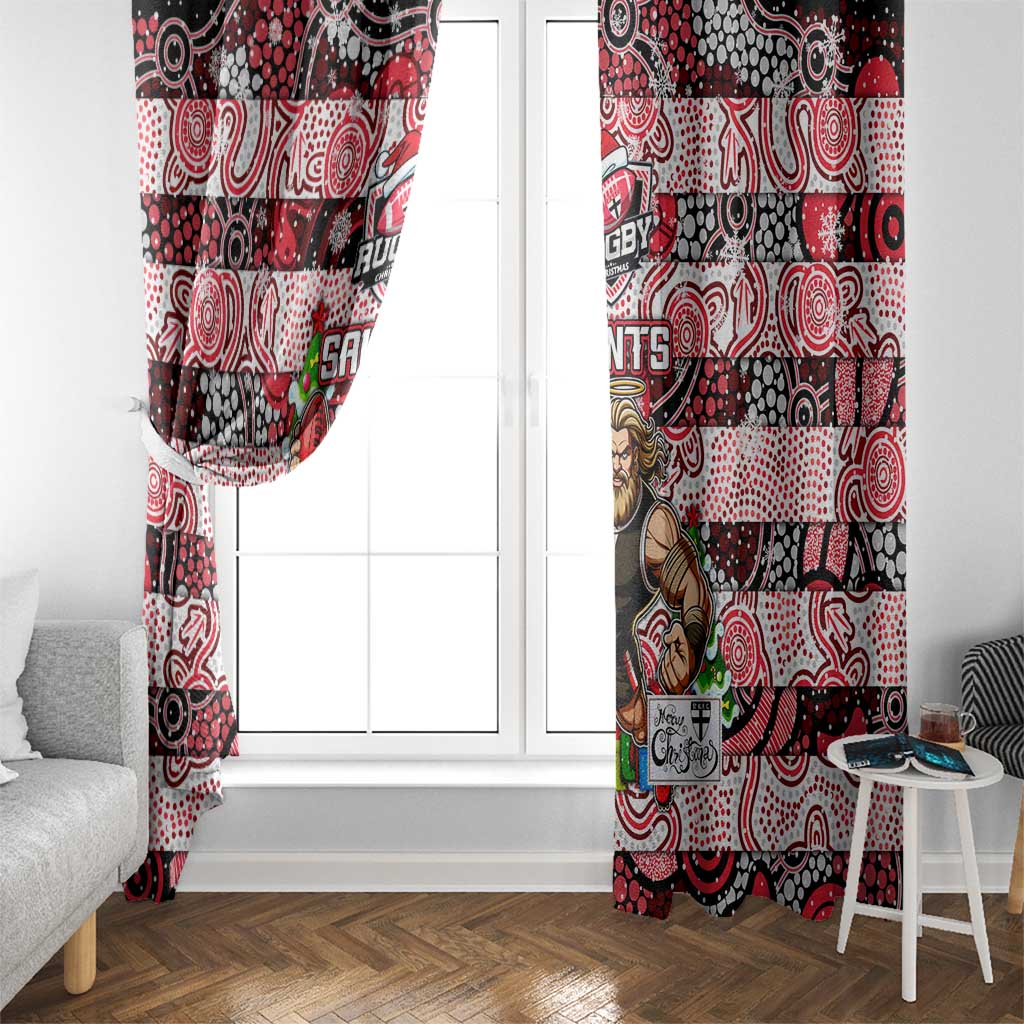 Saints Football Merry Christmas Window Curtain Indigenous Australian Art