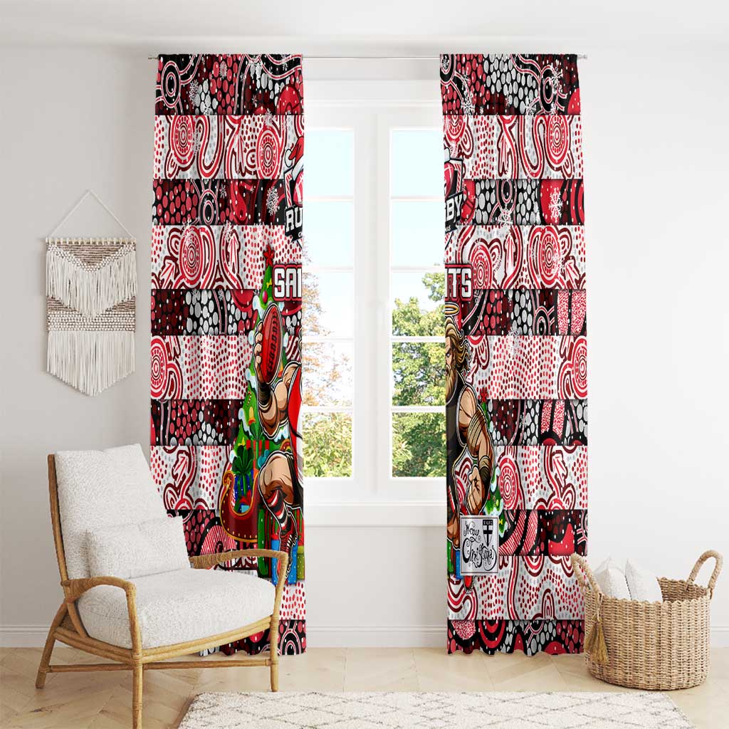 Saints Football Merry Christmas Window Curtain Indigenous Australian Art