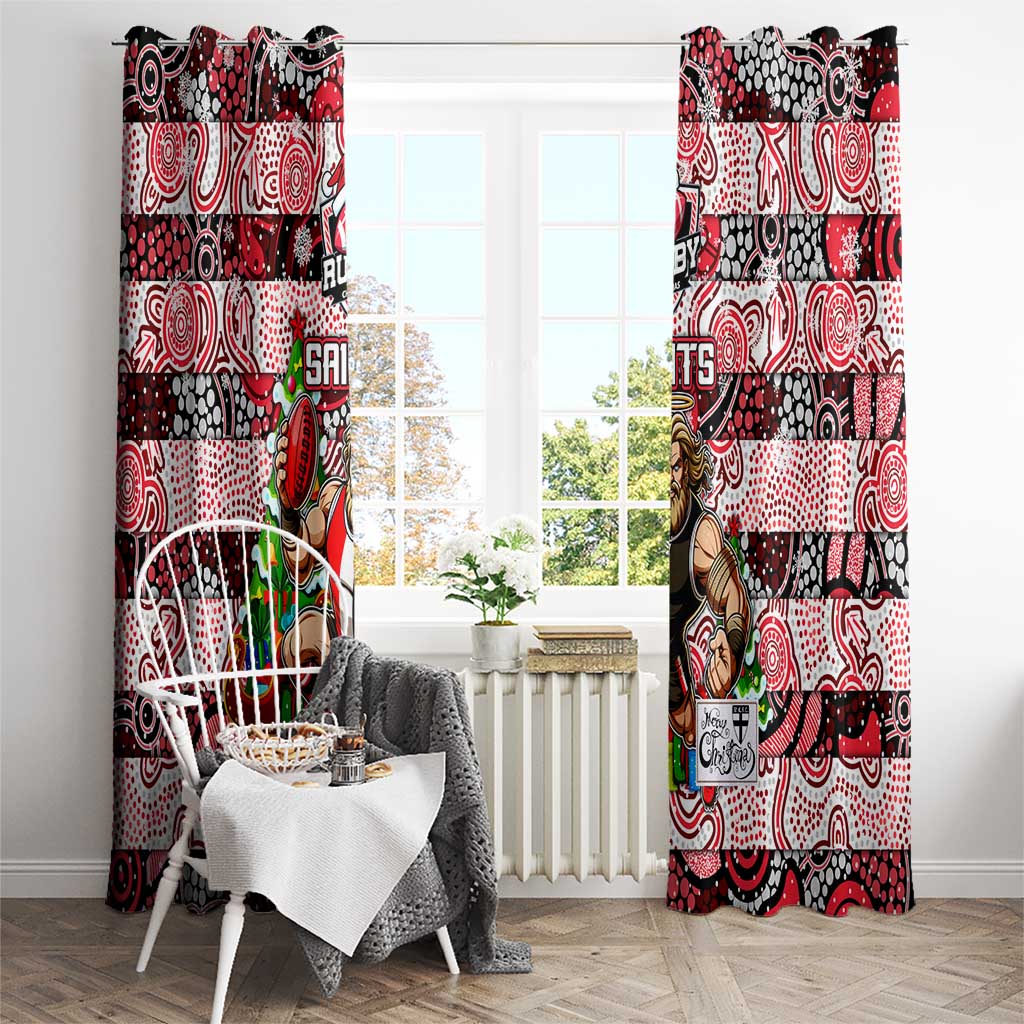Saints Football Merry Christmas Window Curtain Indigenous Australian Art