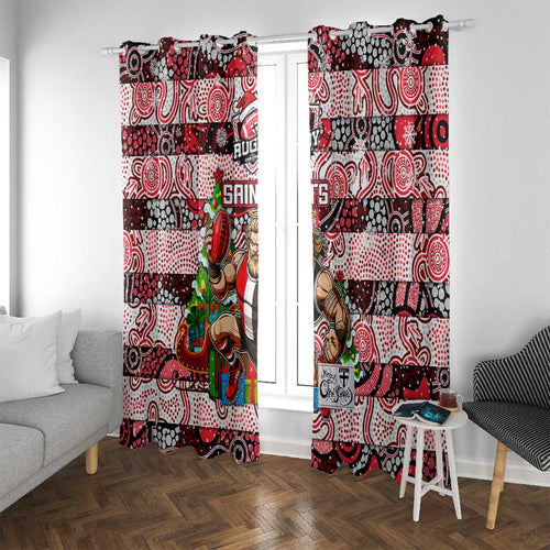 Saints Football Merry Christmas Window Curtain Indigenous Australian Art