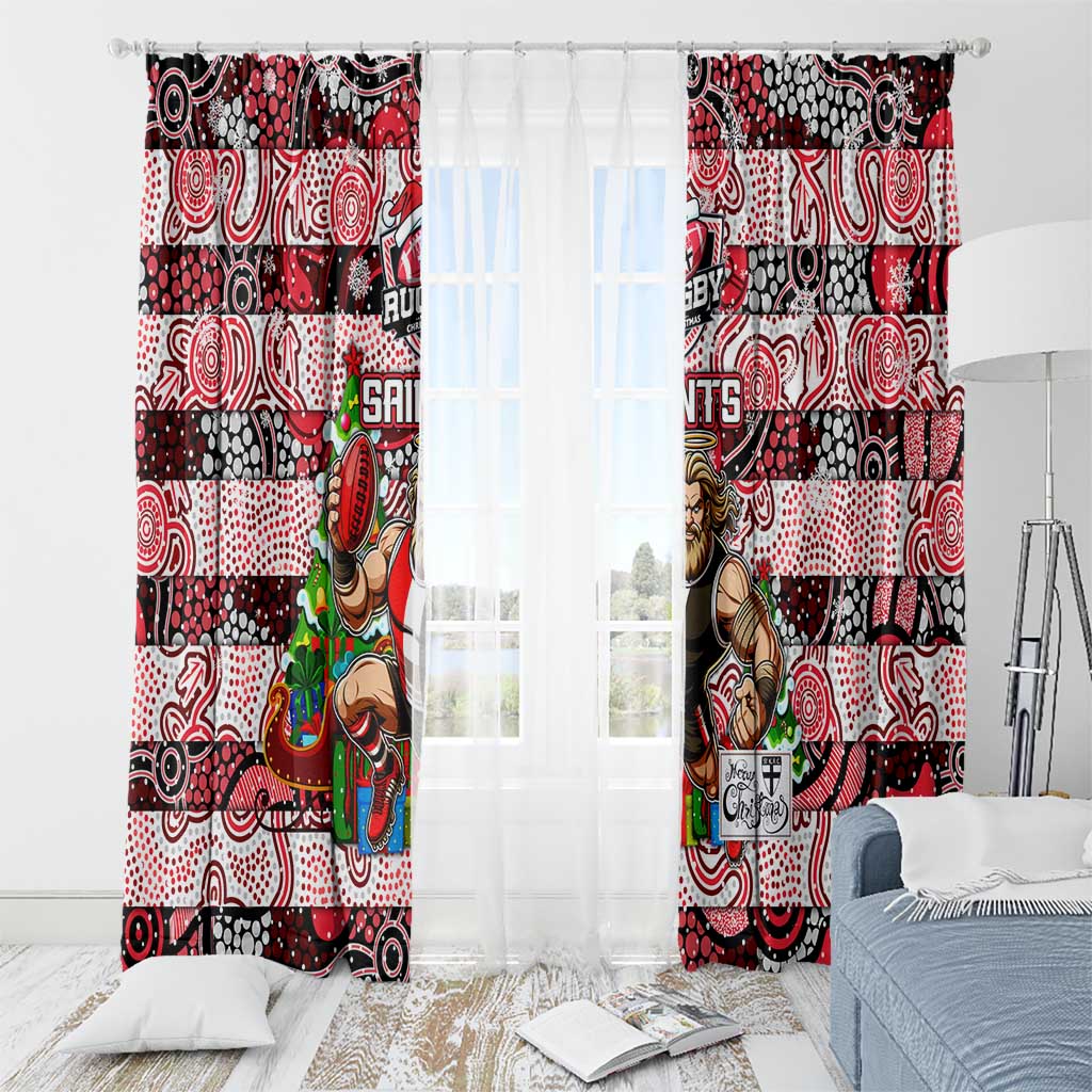 Saints Football Merry Christmas Window Curtain Indigenous Australian Art