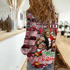 Custom Saints Rugby Merry Christmas Women Casual Shirt Indigenous Australian Art