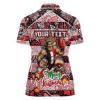 Custom Saints Rugby Merry Christmas Women Polo Shirt Indigenous Australian Art