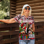 Custom Saints Rugby Merry Christmas Women Polo Shirt Indigenous Australian Art