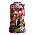 Custom Saints Rugby Merry Christmas Women Sleeveless Polo Shirt Indigenous Australian Art