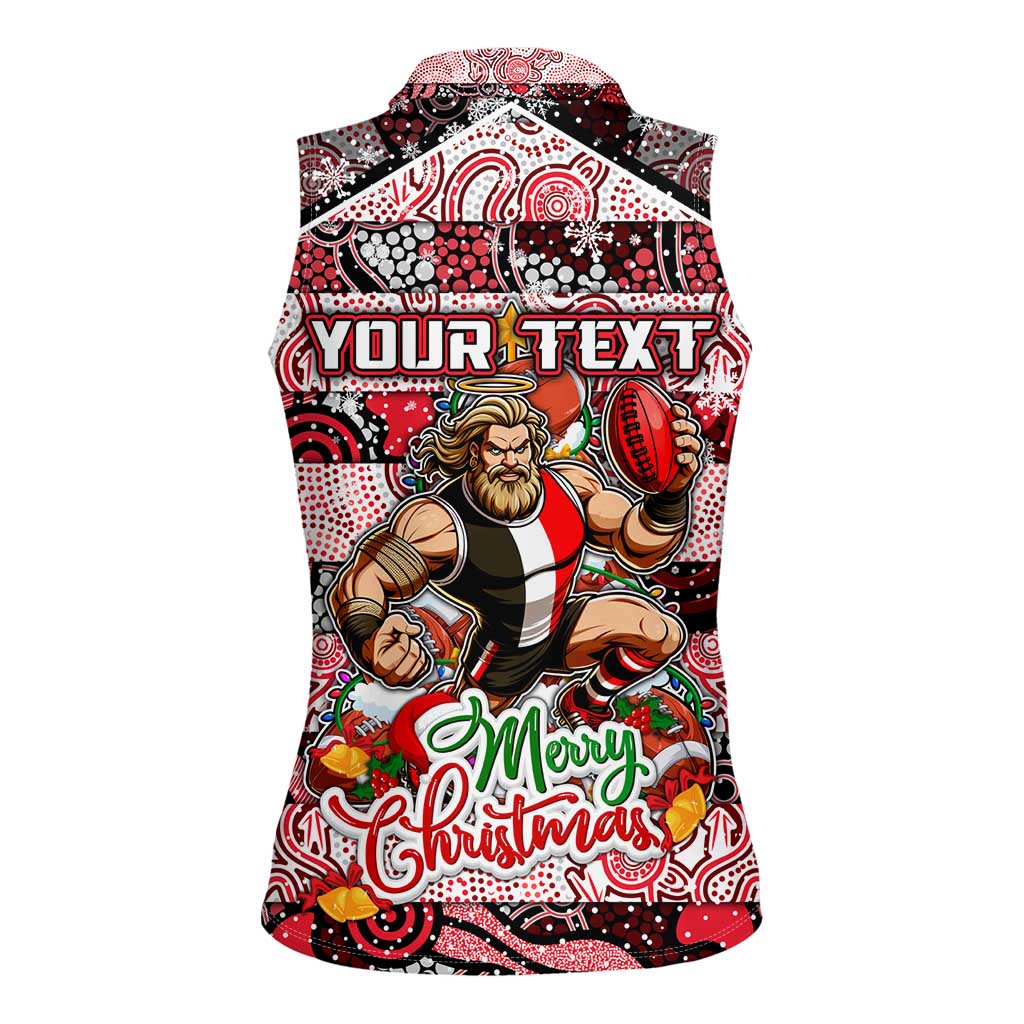 Custom Saints Rugby Merry Christmas Women Sleeveless Polo Shirt Indigenous Australian Art