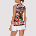 Custom Saints Rugby Merry Christmas Women Sleeveless Polo Shirt Indigenous Australian Art