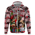 Custom Saints Rugby Merry Christmas Zip Hoodie Indigenous Australian Art