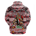 Custom Saints Rugby Merry Christmas Zip Hoodie Indigenous Australian Art