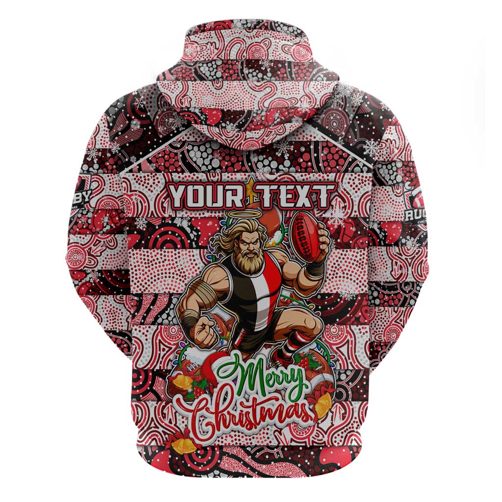 Custom Saints Rugby Merry Christmas Zip Hoodie Indigenous Australian Art