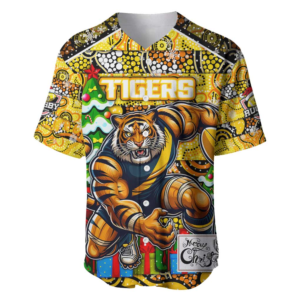 Custom Richmond Tigers Football Merry Christmas Baseball Jersey Indigenous Australian Art