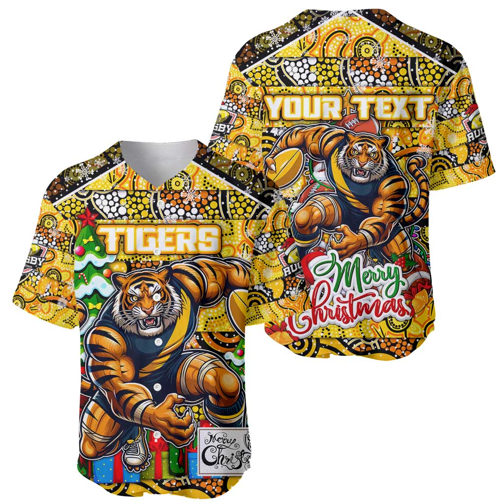 Custom Richmond Tigers Football Merry Christmas Baseball Jersey Indigenous Australian Art