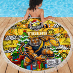 Richmond Tigers Football Merry Christmas Beach Blanket Indigenous Australian Art