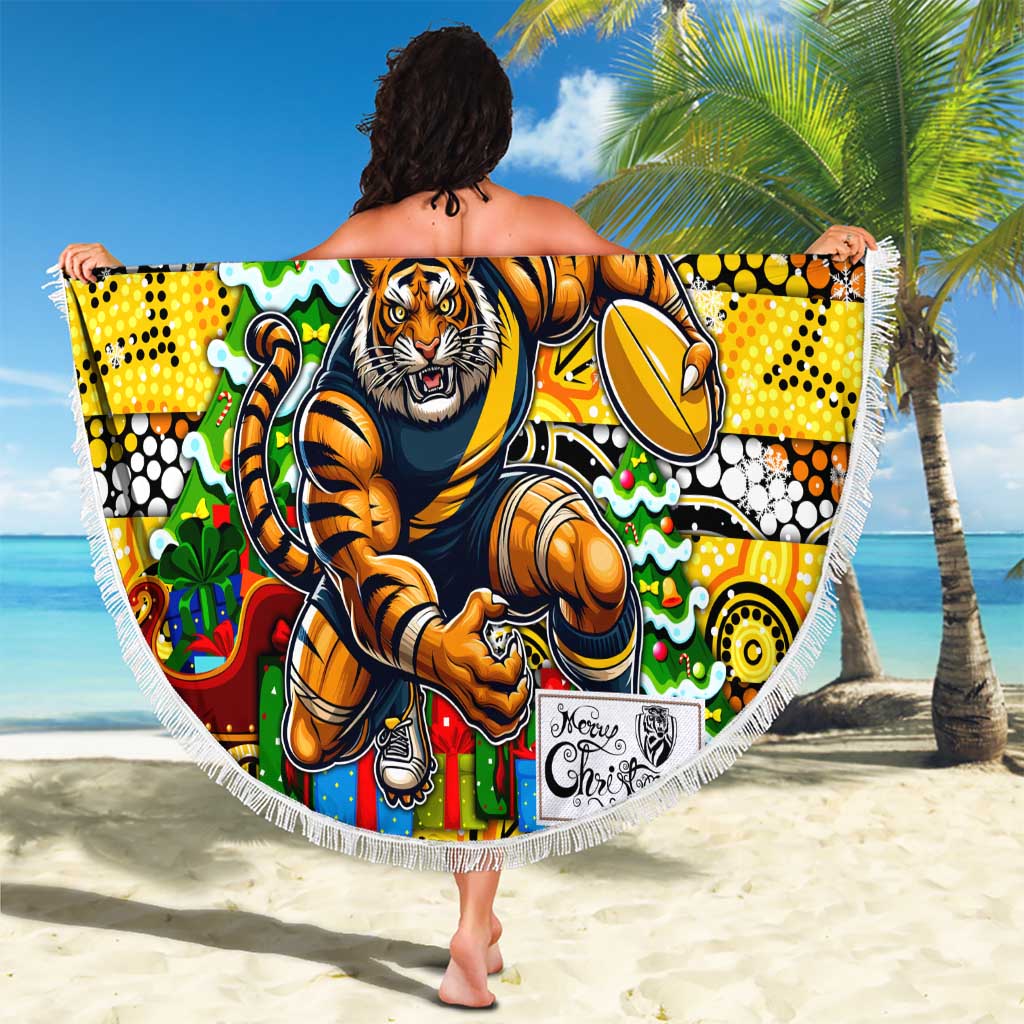 Richmond Tigers Football Merry Christmas Beach Blanket Indigenous Australian Art