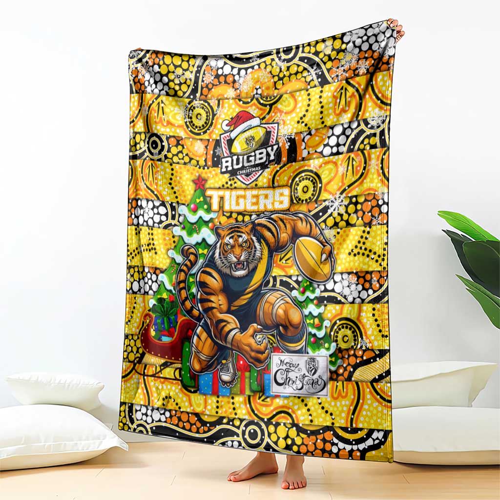 Richmond Tigers Football Merry Christmas Blanket Indigenous Australian Art